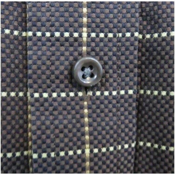 Scott Barber Men's XXL Shirt Brown Plaid 100% Cotton Long Sleeve Button Up - Picture 7 of 9